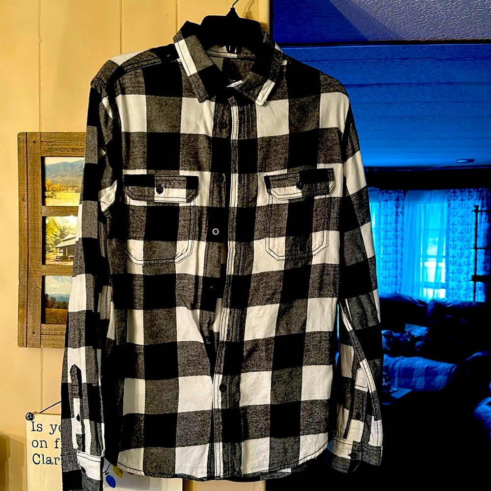 GEORGE Mens Black/White Flannel
